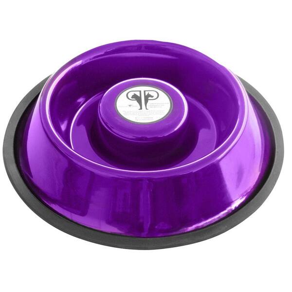 Platinum Pets Large Stainless Steel Slow Eating Bowl in Purple