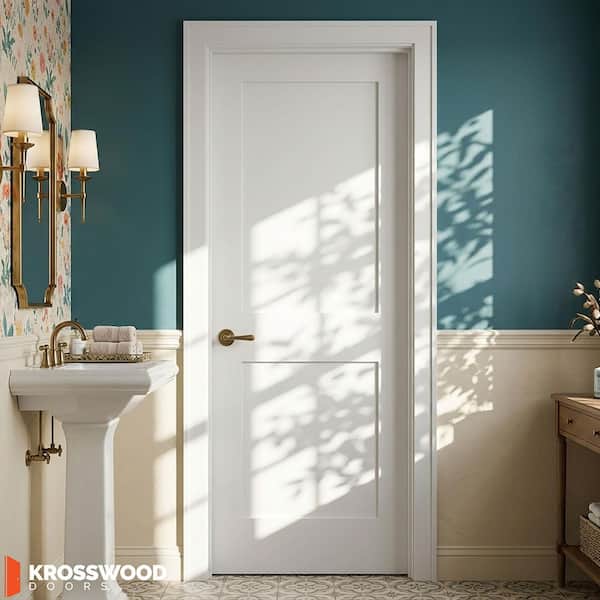 30in.x80in. Shaker 2-Panel Right-Hand Primed Solid Core MDF Wood Assembly Required Interior Door Kit w/QuickAssembleJamb