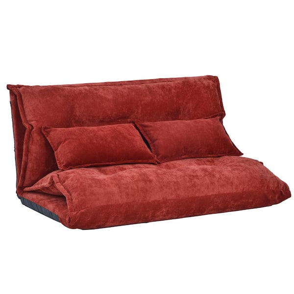 Sofa Bed Adjustable Folding Futon Sofa Video Gaming Sofa Lounge Sofa with  Two Pillows, Modern Couch Living Room, Design-Compact Couch Bed, Burgundy