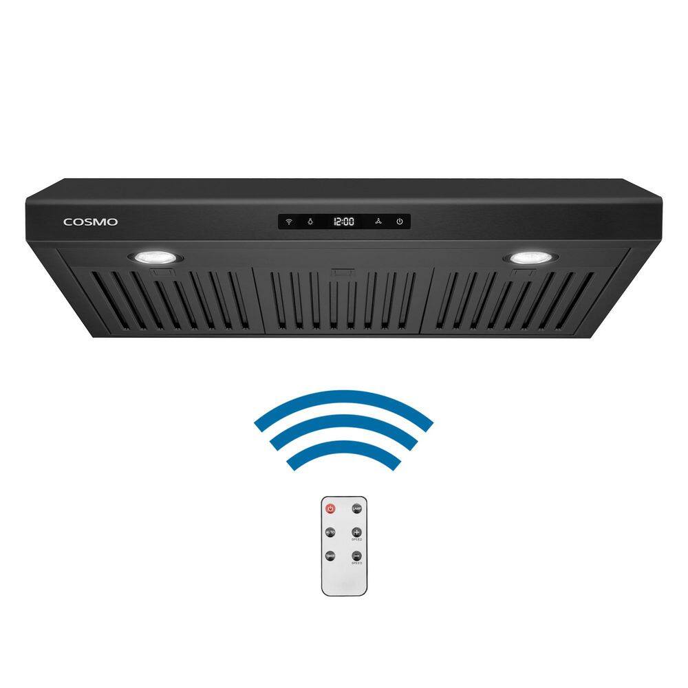 30-Inch Matte Black Stainless Steel Under Cabinet Range Hood