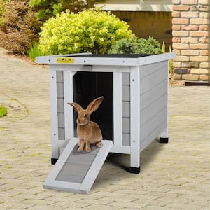 Portable Bunny Cage Indoor and Outdoor Rabbit Hutch Gray