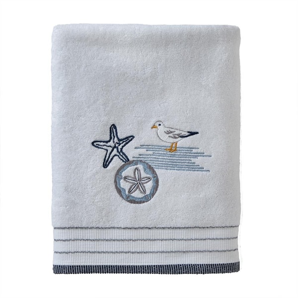 SKL Home Sea Drift Bath Towel, White, Cotton