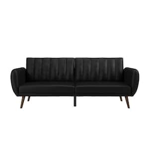 Brittany Black Faux Leather Convertible Futon