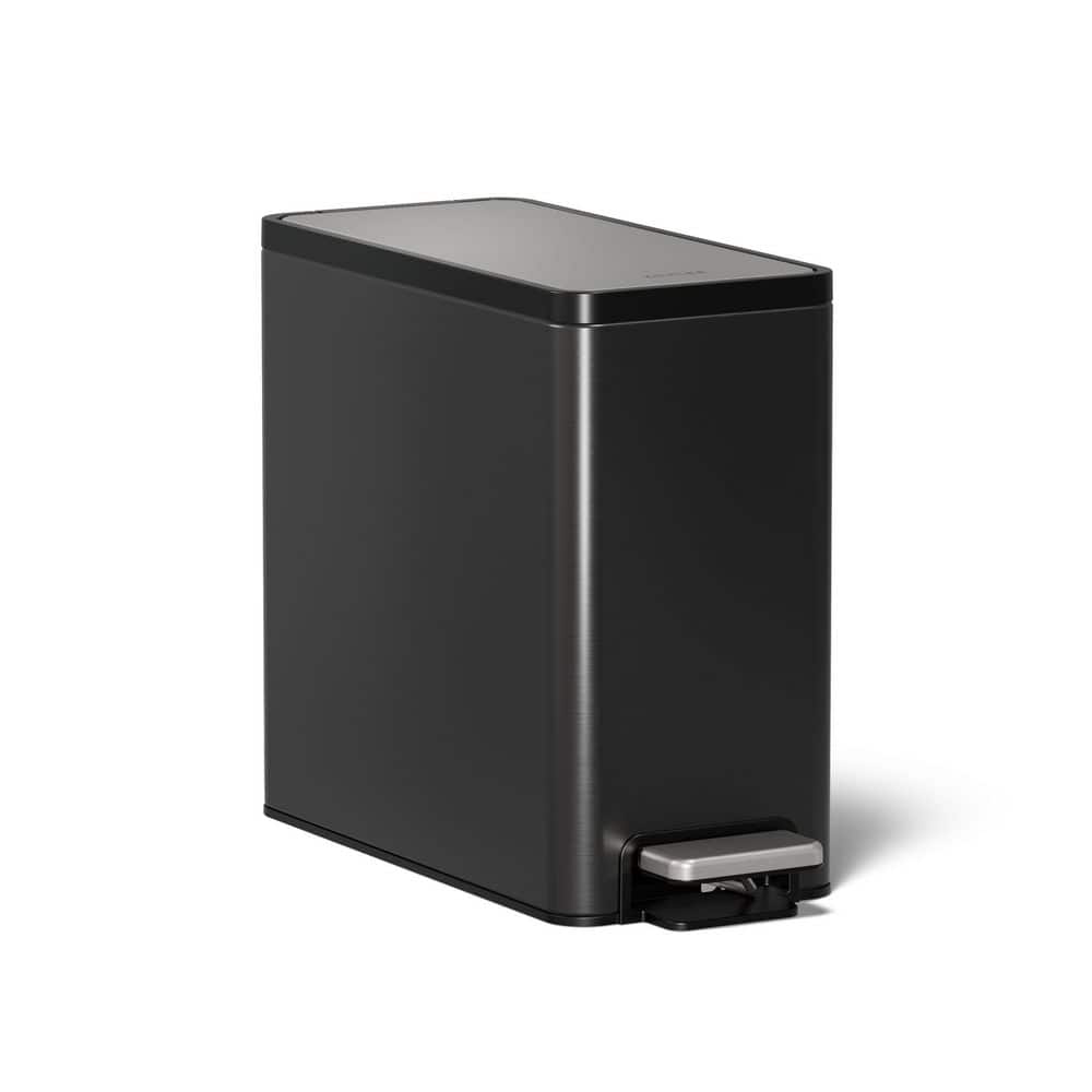 KOHLER 2.5 Gal. Black Stainless Slim Trash Can K-20957-BST - The