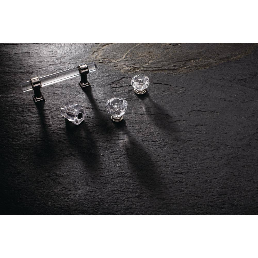 Polished Nickel Round Crystal Cabinet Knob with Mounting Hardware