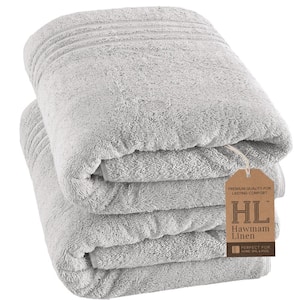 Jumbo Large Bath Sheets Towels 2-Pack Soft and Absorbent, Premium Quality 100% Cotton Towels (Ice Silver, Bath Sheet)