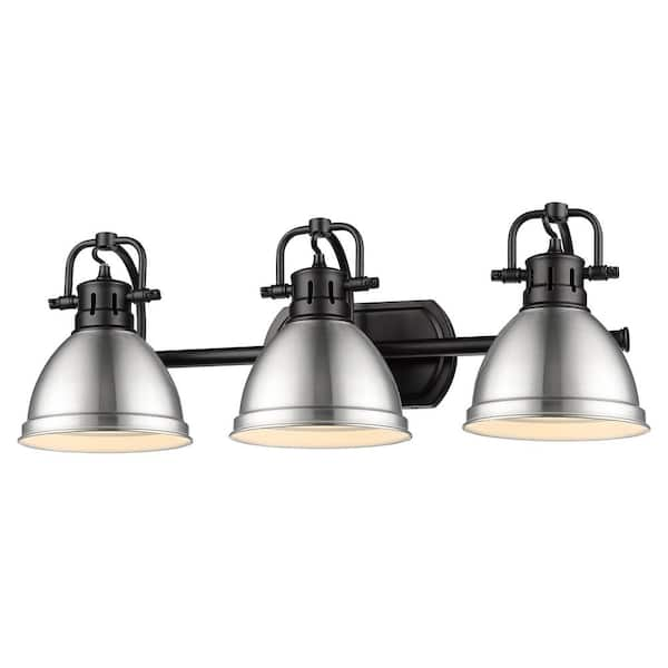 Golden Lighting Duncan 8.125 in. 3-Light Matte Black Vanity Light 3602 ...