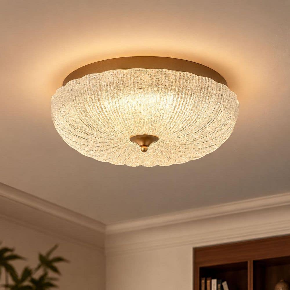15.75 in. W 36-Watts Modern Round Brushed Brass Integrated LED Flush Mount 5CCT Dimmable Light w/ Fine Sand Glass Shade price history on PriceWatchPro