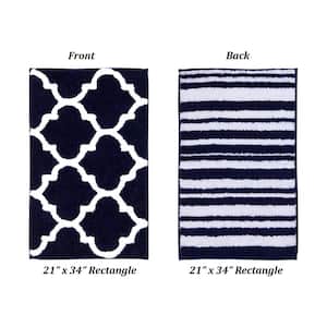 marrakesh Collection Navy 21 in. x 34 in. 100% Polyester Bath Rug