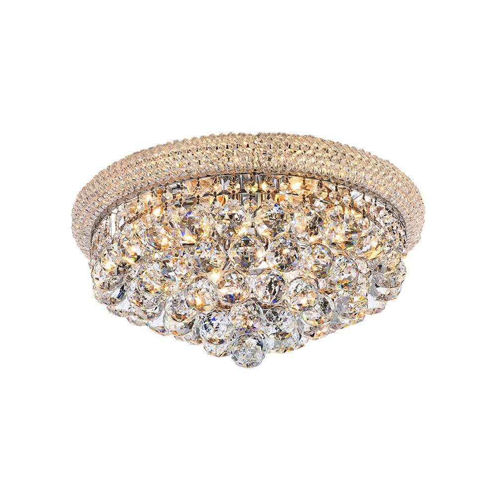 16" Chrome Crystal Flush Mount Ceiling Light