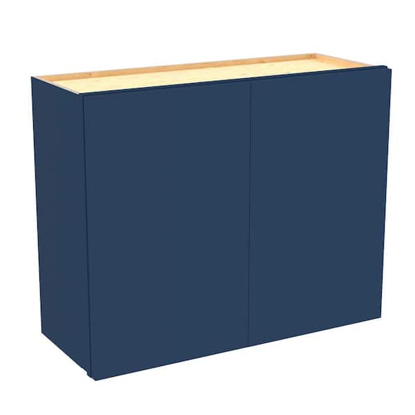Home Decorators Collection Hargrove 36 in. W x 12 in. D x 24 in. H Assembled Plywood Wall Bridge Kitchen Cabinet in Vessel Blue with Soft Close
