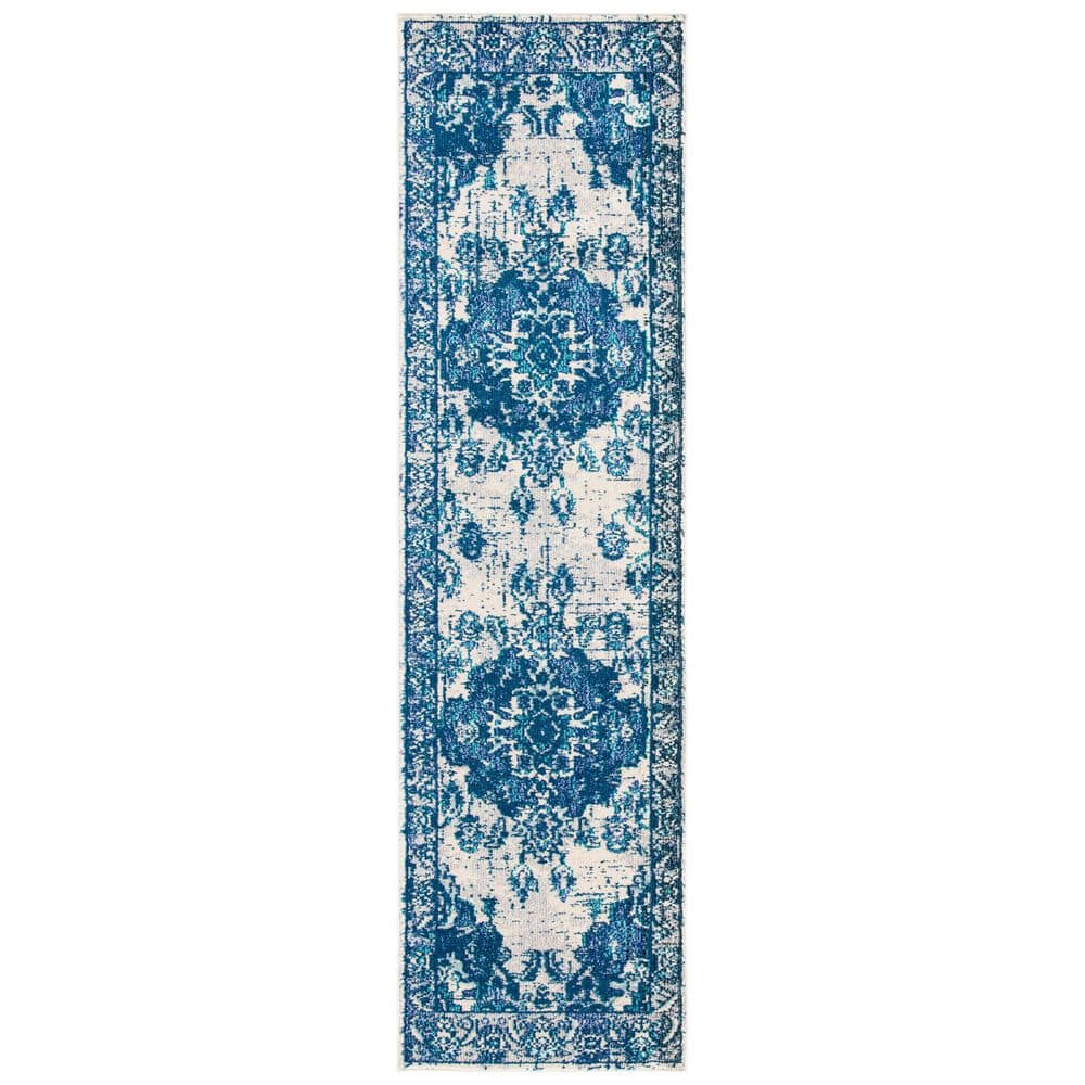 Monaco Ivory/Blue 2 ft. x 13 ft. Distressed Border Medallion Runner Rug price history on PriceWatchPro