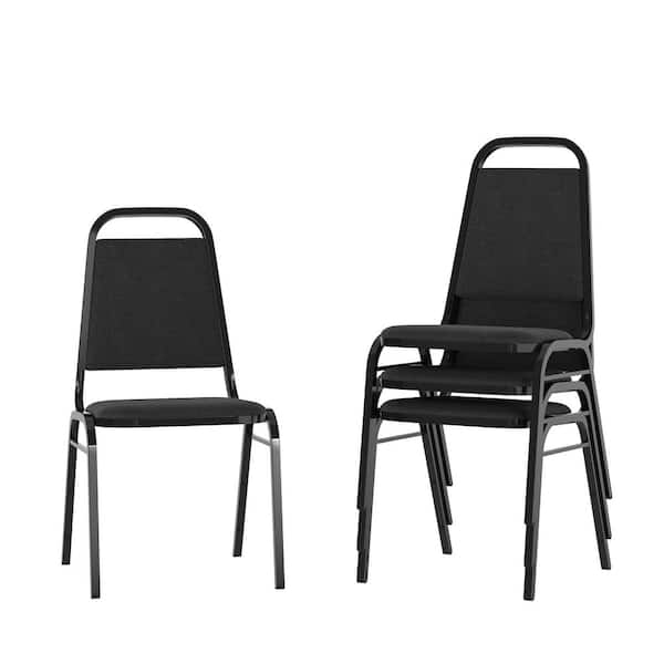 Hercules Black Frame Fabric Trapezoidal Back Stacking Banquet Chair (Set of 4)