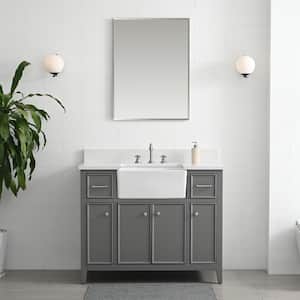 Casey 42 in. W x 22 in. D Bath Vanity in Gray with Engineered Stone Vanity Top in Ariston White with White Sink