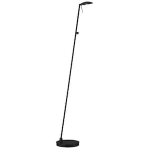 George's Reading Room 50 in. Black Contemporary 1-Light Dimmable Standard Floor Lamp for Living Room with Metal Shade