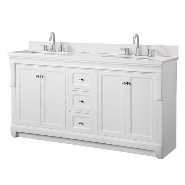 Home Decorators Collection Naples 61 in. Double Sink White Bath Vanity with Napoli Granite Top (Assembled)