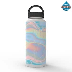 32 oz. Iridescent Fog Gray Insulated Stainless Steel Water Bottle with D-Ring Lid