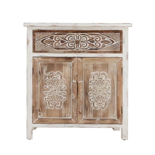 ATHMILE 27.56 in. Natural Standard Rectangle Wood Console Table