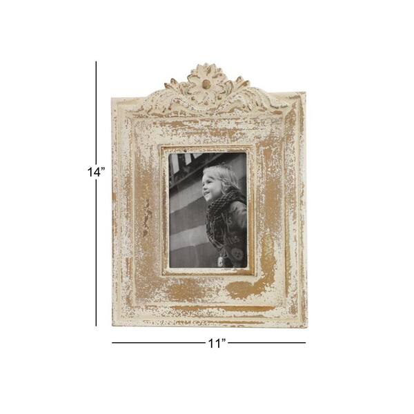 4x6 Picture Frame Wood Pattern Distressed White Photo Frames Packs 4 with  Hig