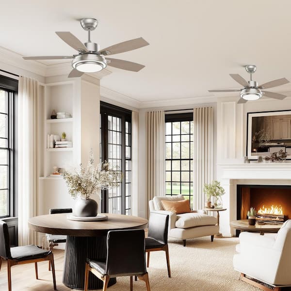 LuminFan 42 in. Indoor Nickel Downrod Mount Ceiling Fan with