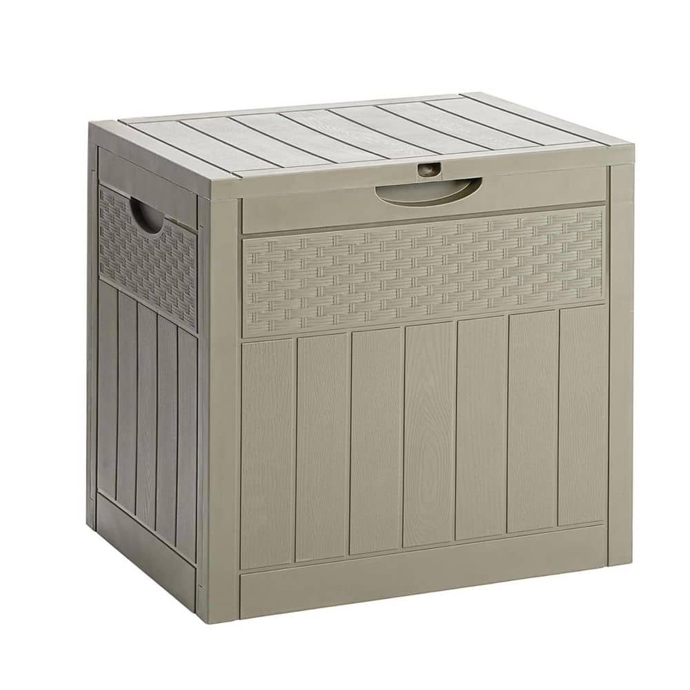 33 Gal. Khaki Resin Deck Box with Lockable Lid