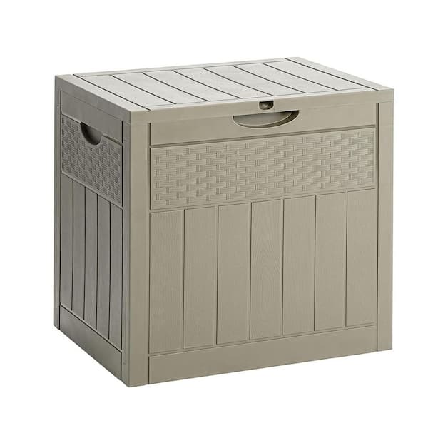 Unbranded 33 Gal. Khaki Resin Deck Box with Lockable Lid