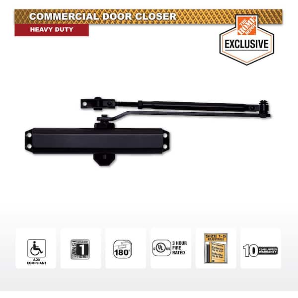 Universal Hardware Matte Black Heavy-Duty Commercial Door Closer