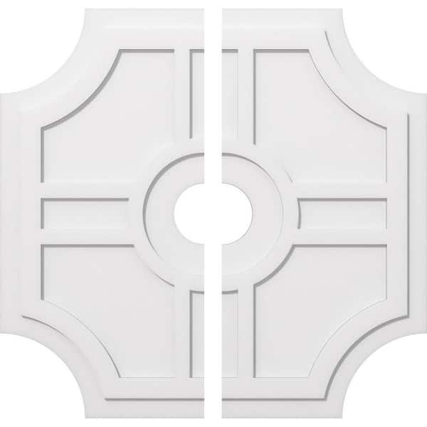 Ekena Millwork 1 in. P X 13-1/4 in. C X 40 in. OD X 6 in. ID Haus Architectural Grade PVC Contemporary Ceiling Medallion, Two Piece