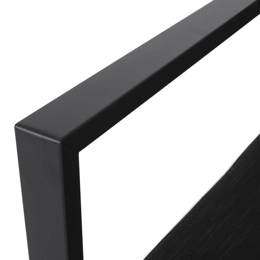 Close-up of a black metal frame corner.