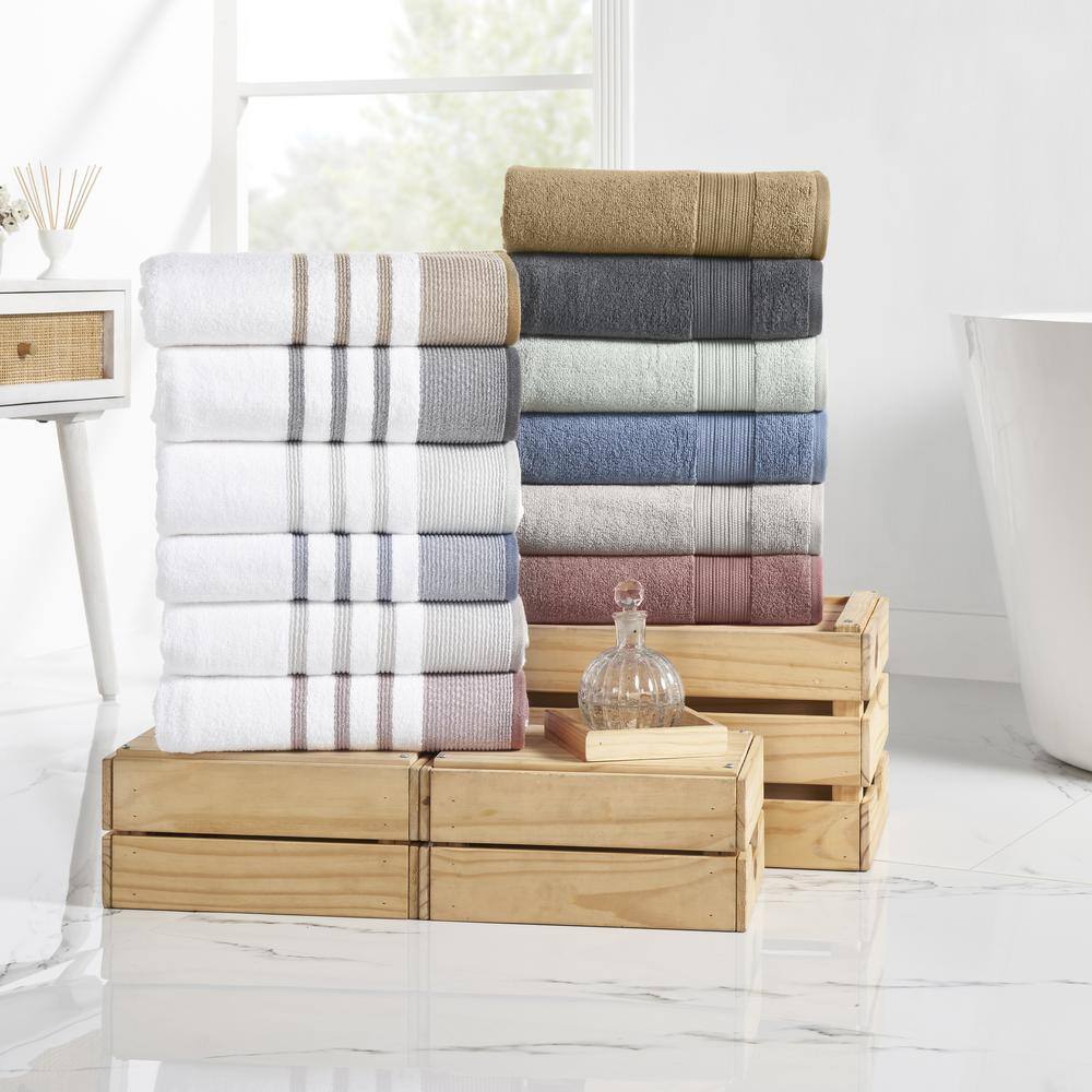 Denim Blue and White Cotton 6-Piece Quick Dry Towel Set