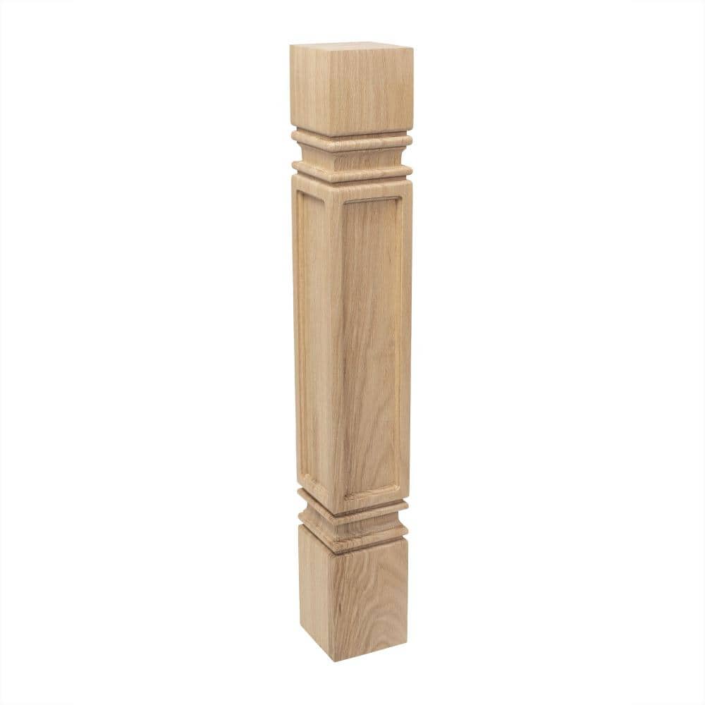 Unfinished Solid Red Oak Mission Kitchen Island Leg 35-1/4"