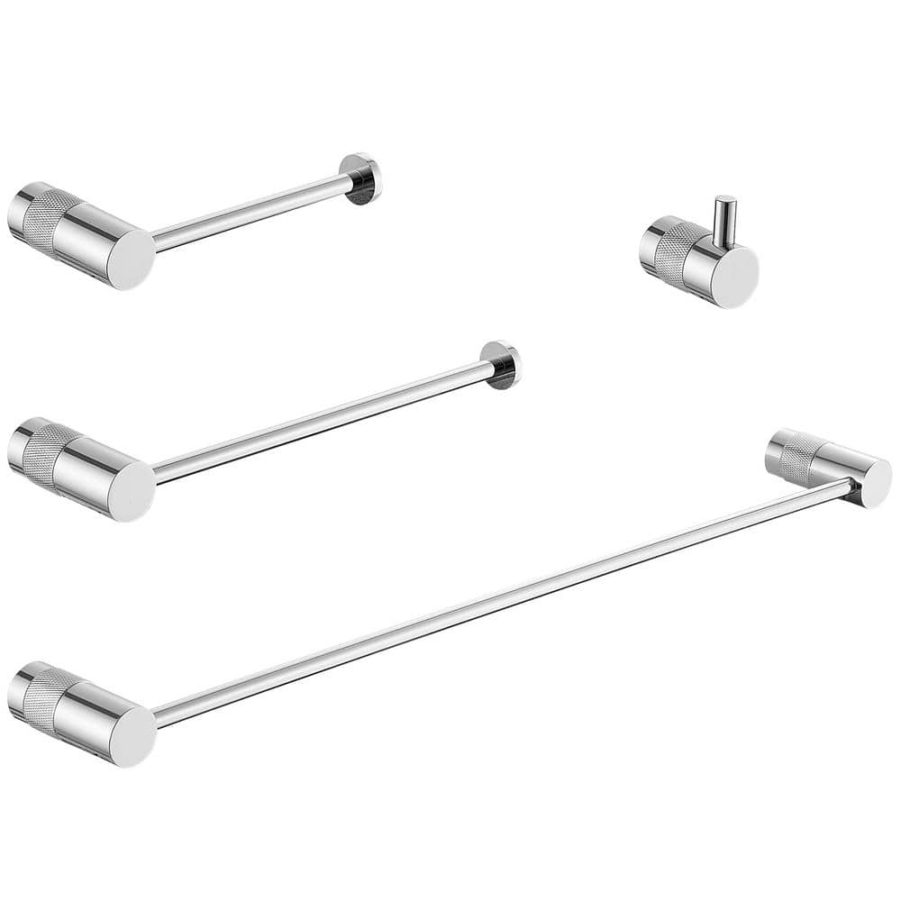 HOMEMYSTIQUE Bathroom Hardware Set 4-Piece Bath Hardware Set with Towel Bar Robe Hook, Toilet ...