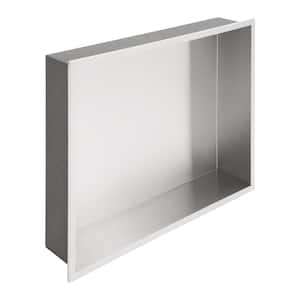19 in. W x 15 in. H x 4 in. D 18-Gauge Stainless Steel Recessed Shower Niche in Brushed Silver