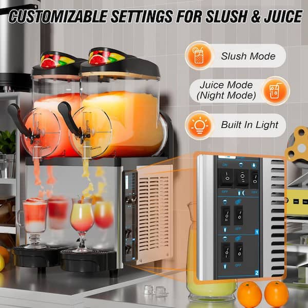 Hooure Commercial Slushy Machine 910 oz. 12l x 2 Food-Grade
