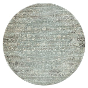 Seriate Light Green 5 ft. Round Traditional Vintage Area Rug