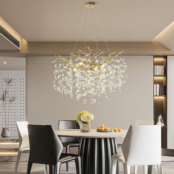 PUYRNF 10-Lights 30 in. Dimmable Tree Branch Shape Gold