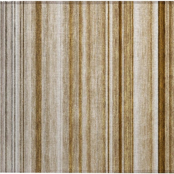 Choclate 2 ft. x 3 ft. Woven Striped Polyester Rectangle Indoor/Outdoor Area Rug