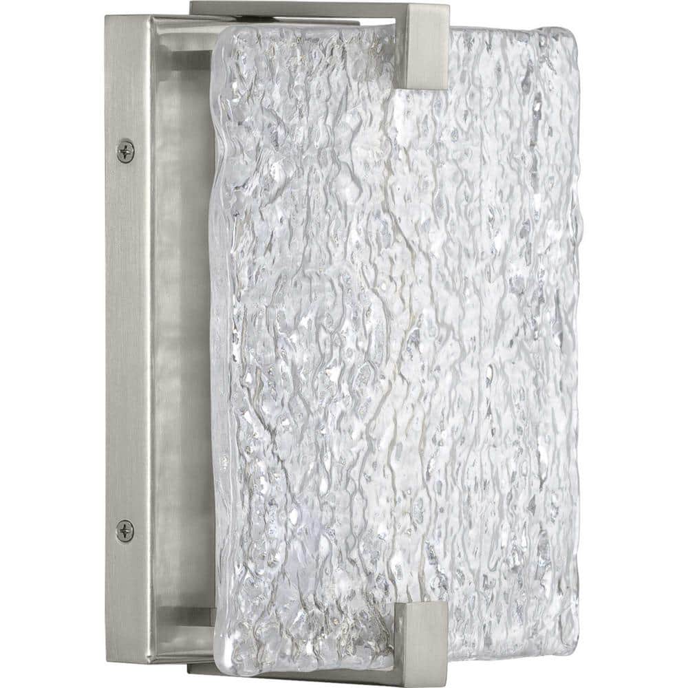 Brushed Nickel LED Sconce with Clear Stone Glass Shade