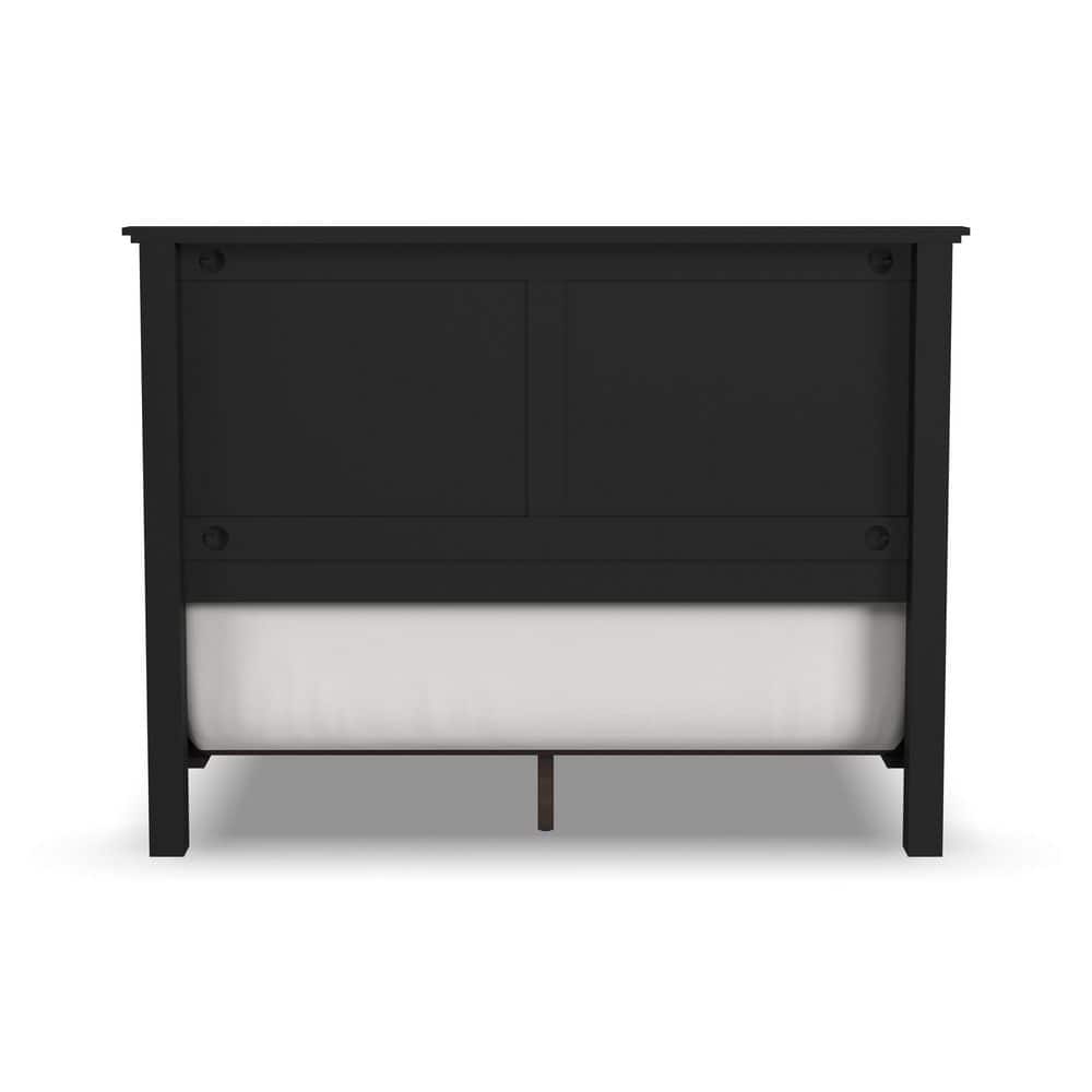 Oak Park Black Queen Wood Frame Upholstered Bed with Slats