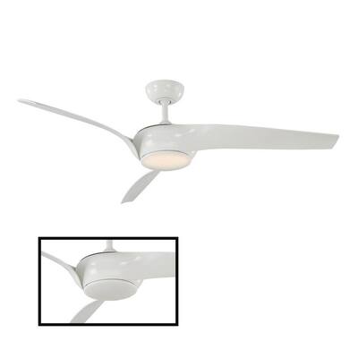 Nirvana 56 in. LED Indoor/Outdoor Glossy White 3-Blade Smart Ceiling Fan with 3000K Light Kit and Remote Control