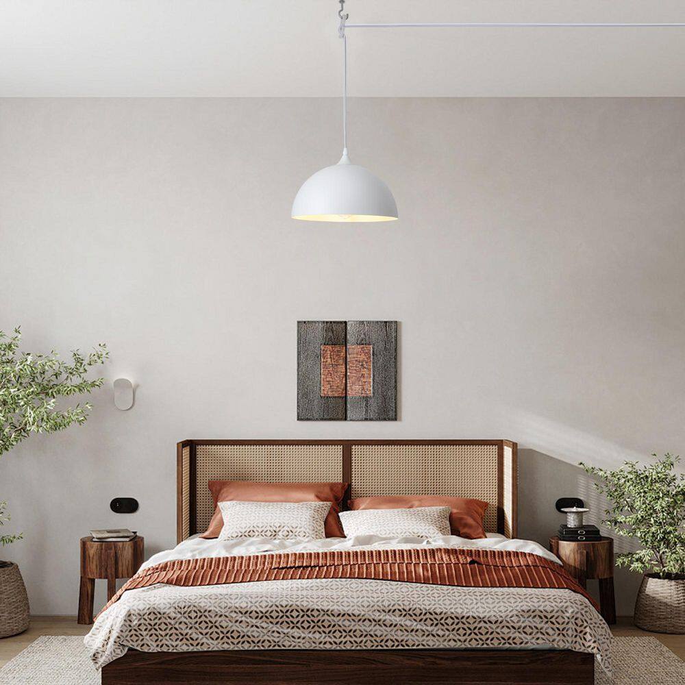 1 Light White Industrial Dome Pendant for Dining Room Storage Room No Bulbs Included with Plug-In Switch price history on PriceWatchPro