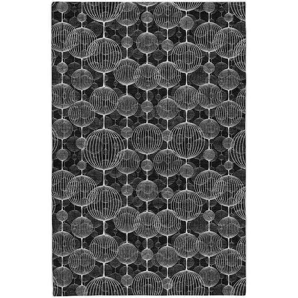 Dream Shag Premium Machine Washable Abstract ADS732 Black 9 ft. x 12 ft. Area Rug