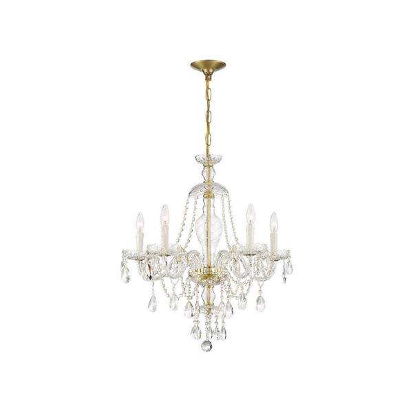 Crystorama Traditional Crystal 5-Light Polished Brass Traditional Dry rated  Chandelier in the Chandeliers department at