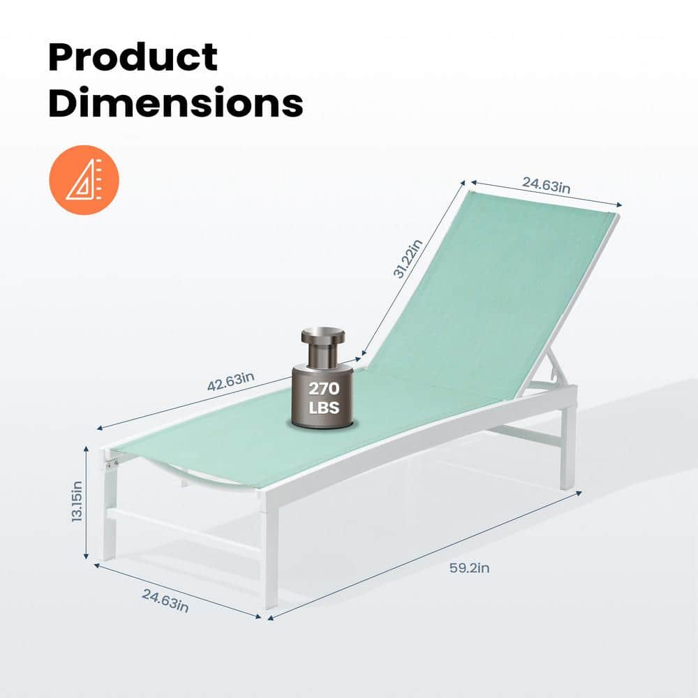 Adjustable Blue Aluminum Outdoor Chaise Lounge Chair