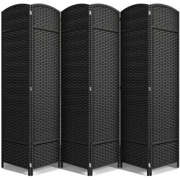 6-Panel Room Divider 6 ft. Tall, Wide Double Hinged Privacy Screen Panels, Partition Room Dividers, Grey w/ White Lines