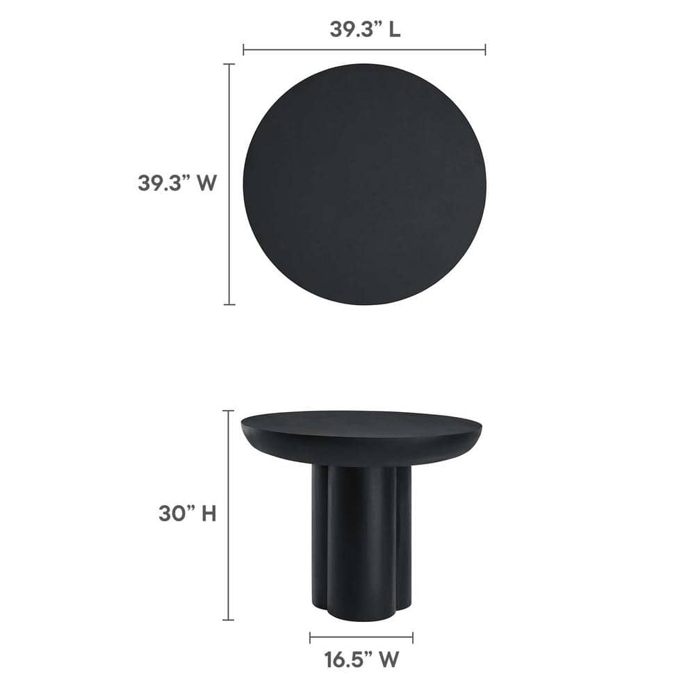 Caspian Black Round Concrete and MDF Dining Table