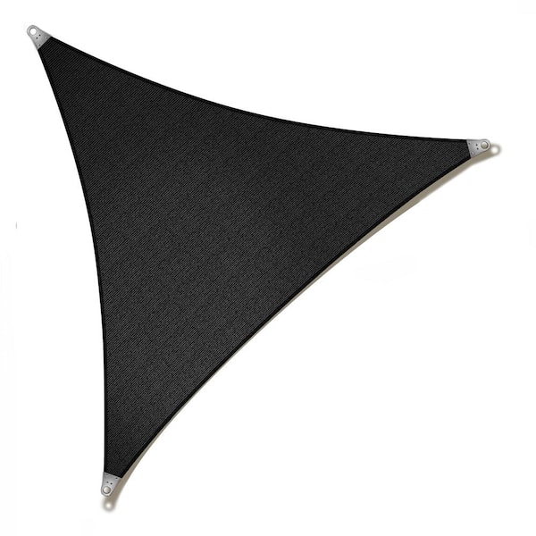 22' x 22' x 22' Triangle Super Ring Sun Shade Sail 260 GSM Heavy Duty - Black