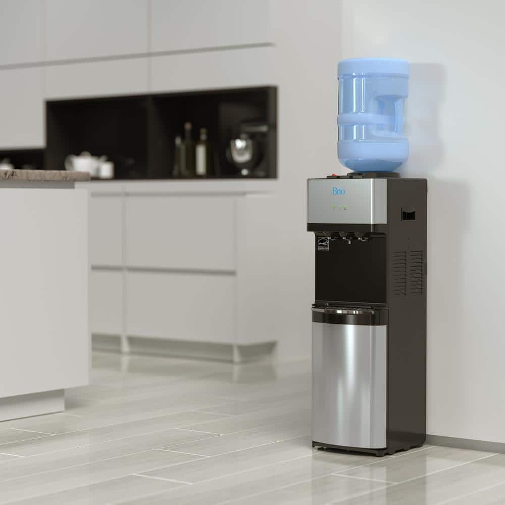 Brio Silver Stainless Steel Top Loading Water Cooler Dispenser with Child Safety Lock