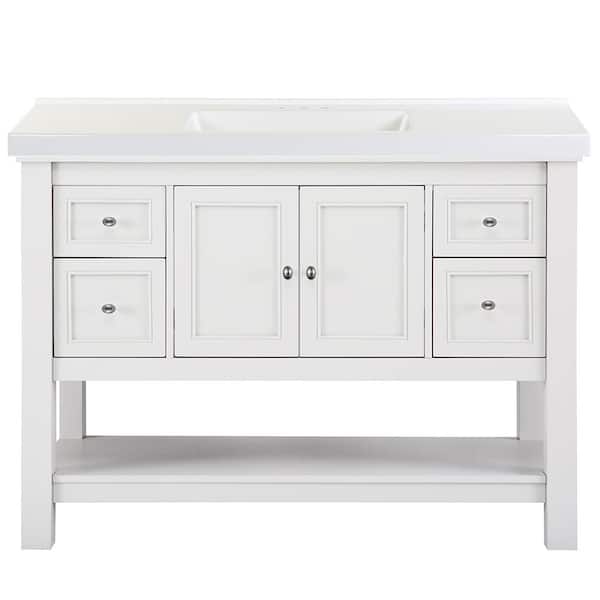 Home Decorators Collection Gazette 49 in. Single Sink White Bath Vanity with White Cultured Marble Top (Assembled)