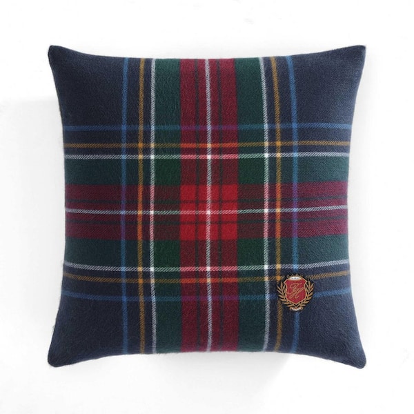 Devon Tartan Microfiber Navy Blue 20X20 1-Piece Decorative Pillow